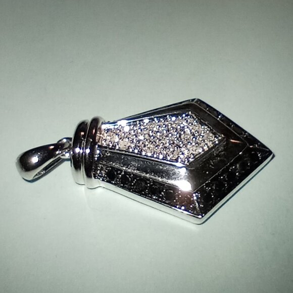 REDUCED! Unique 10Kt White Gold Half-Carat Black & White Diamond Pendant - Picture 2 of 3